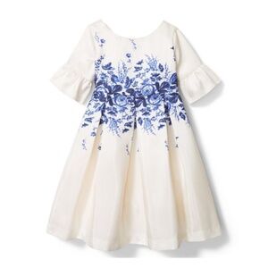 Janie and jack Floral Border Ruffle Sleeve Dress